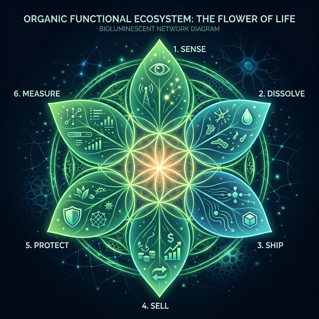 Flower of Life overlaid with 6 SDD functional petals
