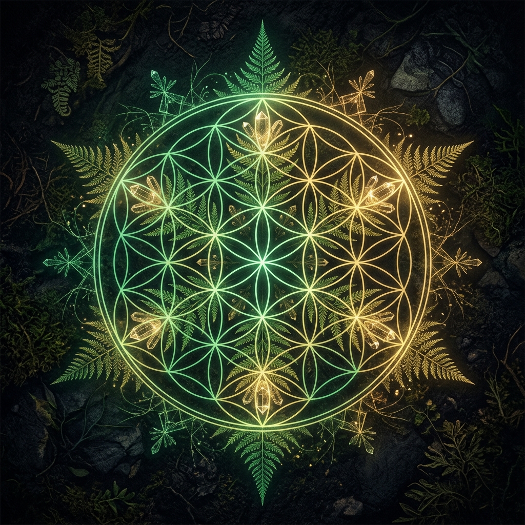 Authentic Aesthetic Artwork - Flower of Life and Crystalline Quartz