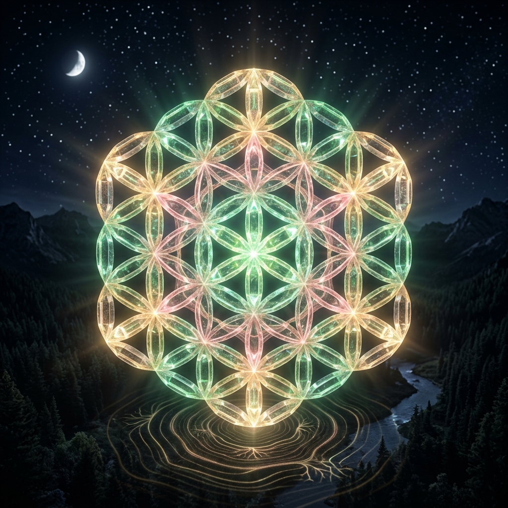 Crystalline Quartz Flower of Life representing Natural Intelligence