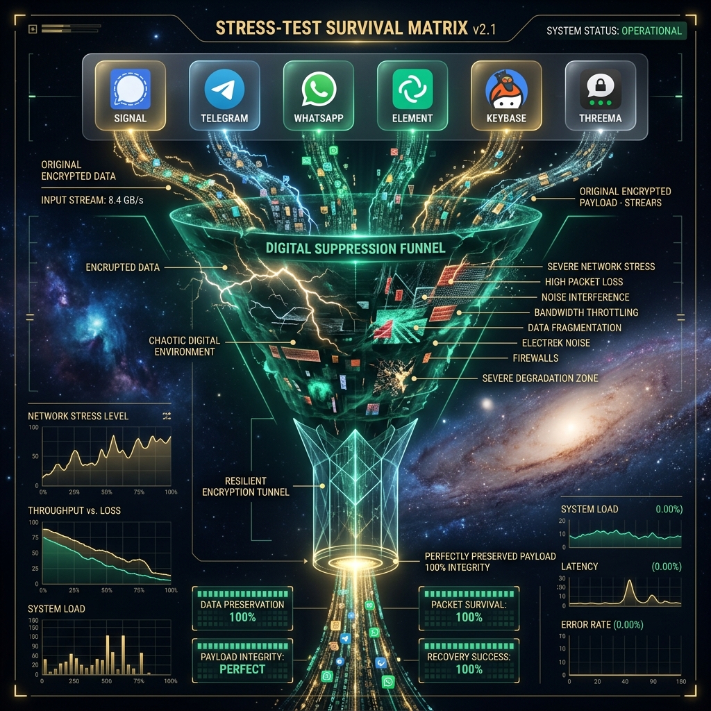 Stress-test survival matrix across messaging apps