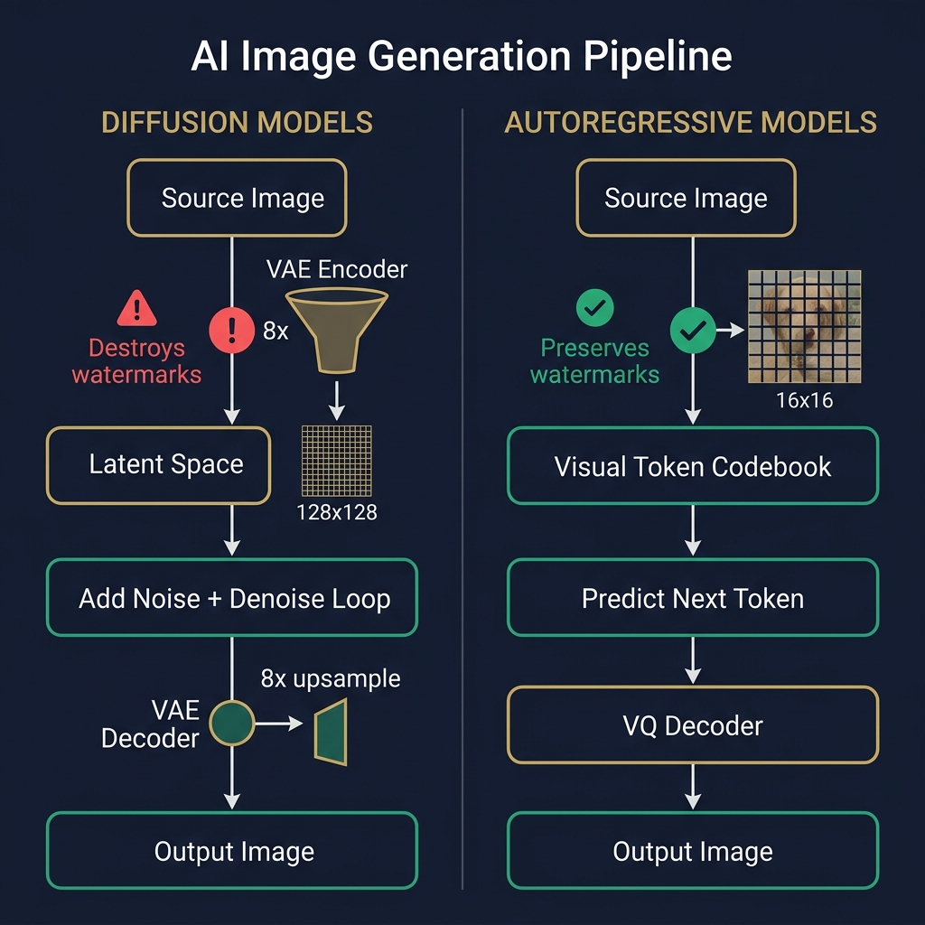 Architecture comparison: Diffusion vs Autoregressive image generation pipelines