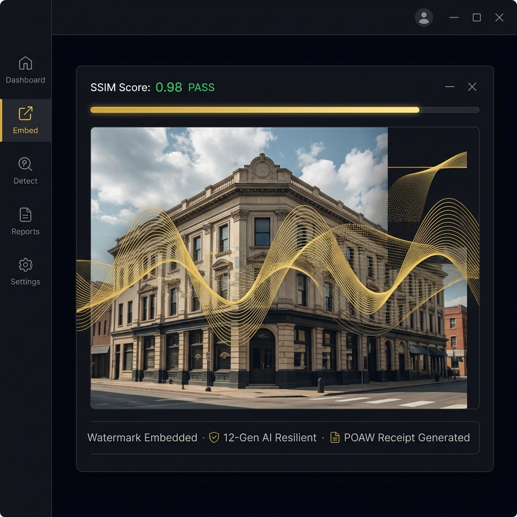 DWT Image Watermark SDK — frequency domain embedding dashboard