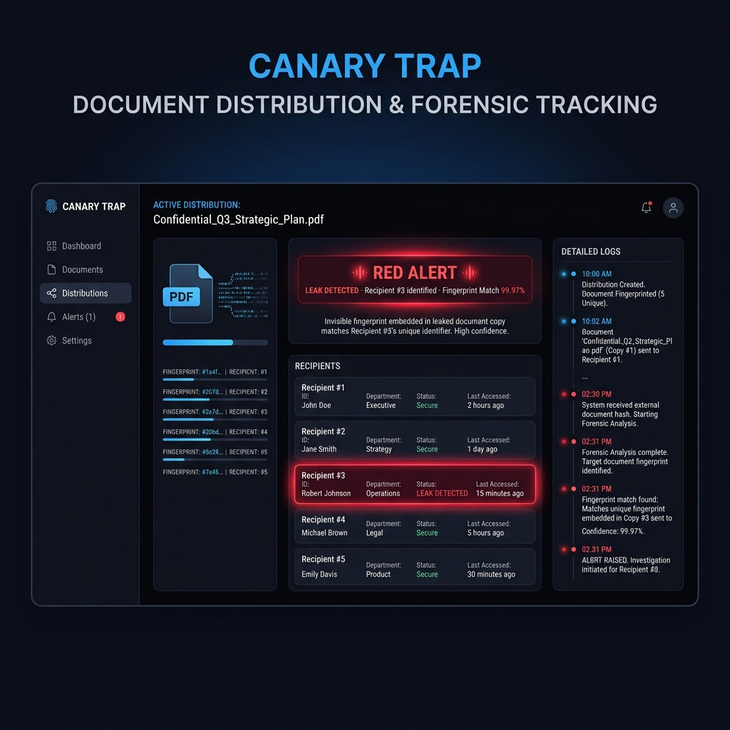 Canary Trap Service — per-recipient document fingerprinting