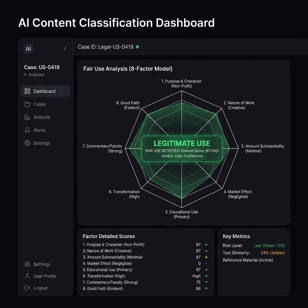 Fair Use Classifier dashboard