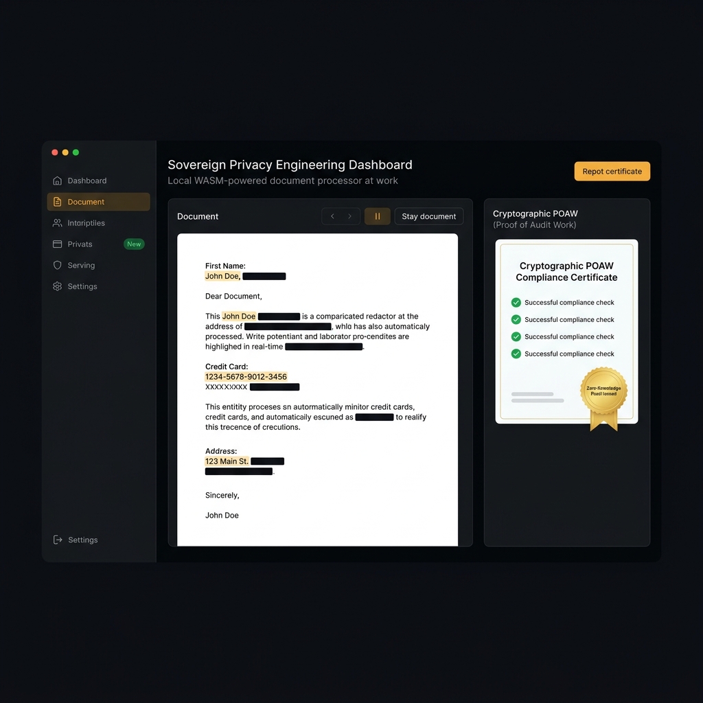 Sovereign PII Stripper — WASM edge-first privacy redaction dashboard